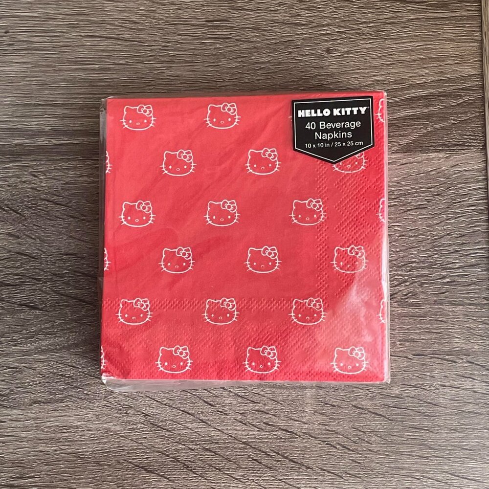 Valentine's Day Sanrio Hello Kitty 40 Red Beverage Cocktail Paper Napkins Party